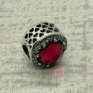 NWOB Pandora Radiant Hearts Red Faceted Crystal Charm, Retired